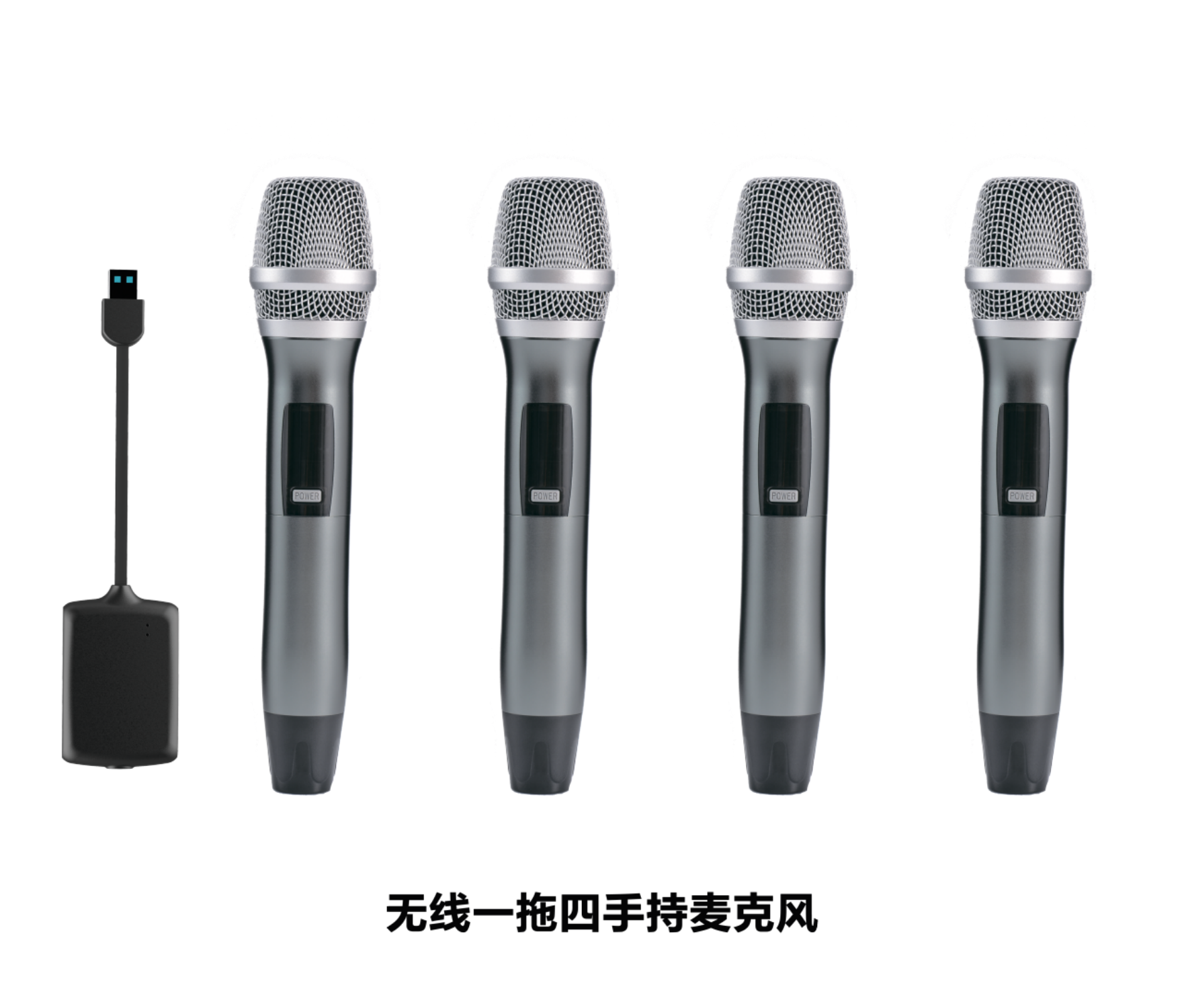 1-to-4 Handheld Wireless Microphone System | USB & 3.5mm Output