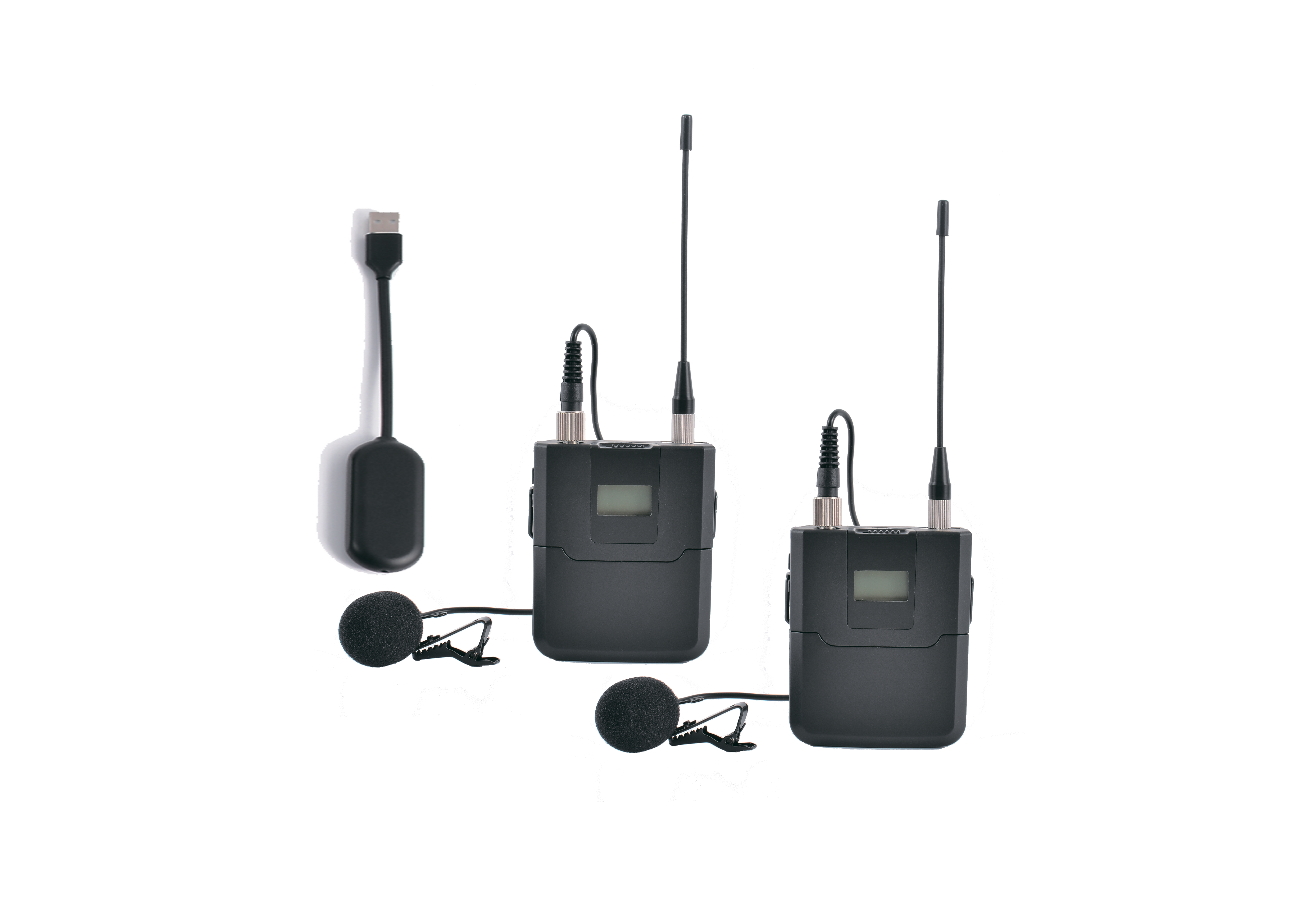 1-to-2 Lavalier Wireless Microphone System | USB Plug-and-Play, LCD Display